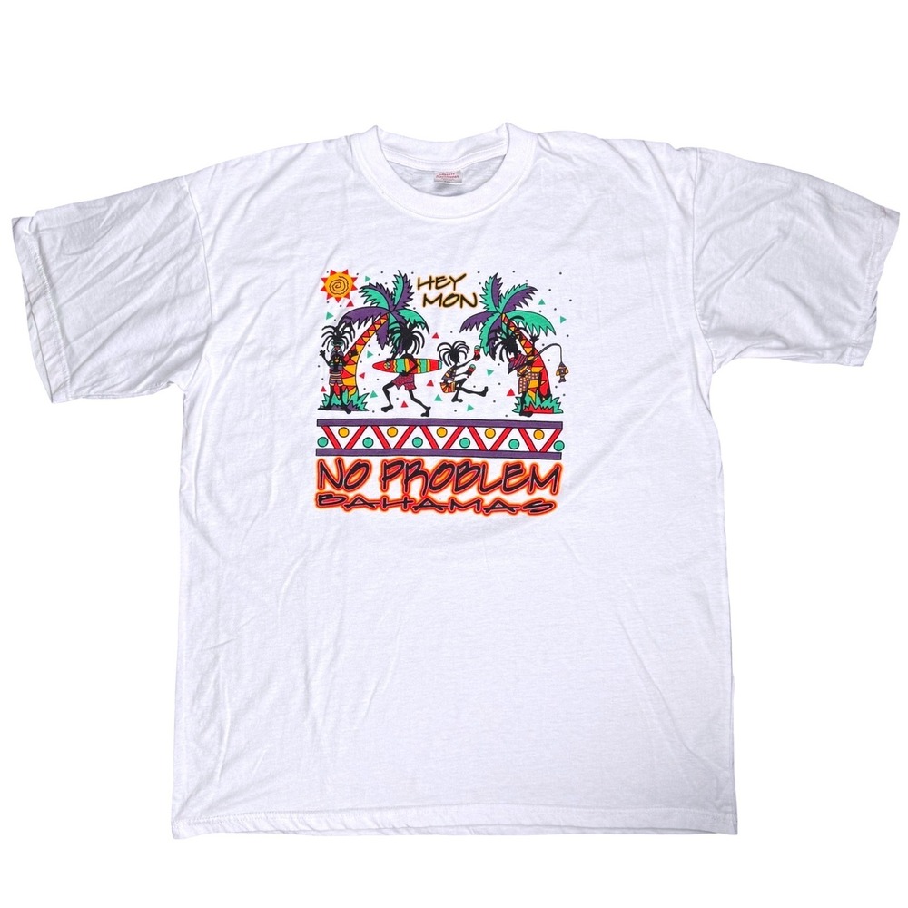 Bahamas Tourist T Shirt Hey Mon No Problem Graphic Dorsett Sportwear XXL